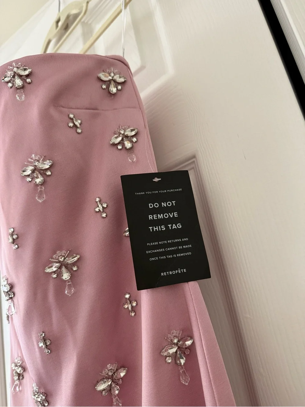 Retrofete Elise Strapless Crystal Embellished Satin Gown Pink NEW with tags - Picture 12 of 16